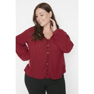 Trendyol Curve Claret Red Chiffon Woven Blouse