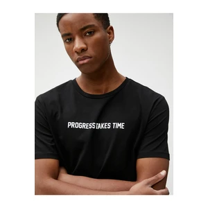 Koton Slogan Printed T-Shirt Crew Neck Short Sleeve Cotton