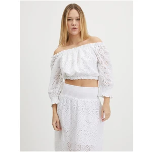 White Women Patterned Crop Top Guess Rafa - Women