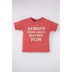 DEFACTO Baby Boy Regular Fit Slogan Printed Short Sleeve T-Shirt