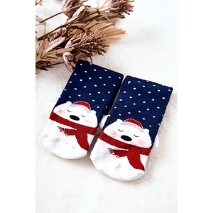 Christmas Socks Teddy Bears Navy Blue