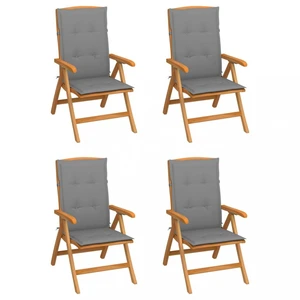 Záhradná stolička 4 ks teak / látka Dekorhome Sivá,Záhradná stolička 4 ks teak / látka Dekorhome Sivá