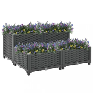 Vyvýšený záhon 80x80x38 cm PP Dekorhome Tmavosivá,Vyvýšený záhon 80x80x38 cm PP Dekorhome Tmavosivá