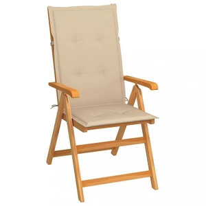 Skladacia záhradná stolička s poduškami teak / látka Dekorhome Béžová,Skladacia záhradná stolička s poduškami teak / látka Dekorhome Béžová