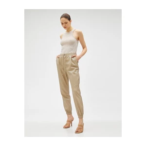 Koton Leather Look Jogger Pants with Tie Waist