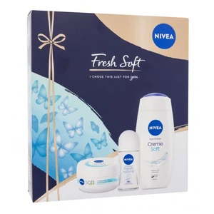 Nivea Fresh Soft dárková kazeta sprchový gel Creme Soft 250 ml + antiperspirant roll-on Fresh Natural 50 ml + hydratační krém Soft 100 ml pro ženy
