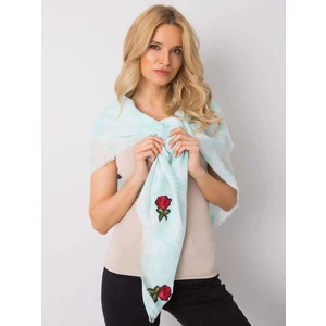 Mint women's scarf with colorful patches