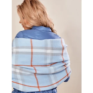 Light blue checked scarf with fringes