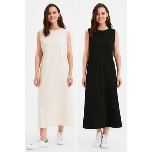 Trendyol Black-Skin 2-Pack 100% Cotton Knitted Dress