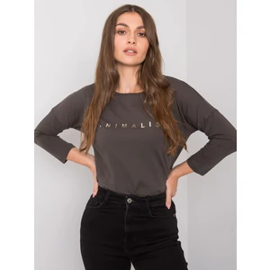 Dark khaki cotton blouse with the inscription Cantrice