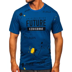 Modré pánske tričko s potlačou Bolf 14476
