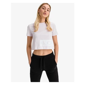 Calvin Klein Jeans Mirrored Logo Crop top Růžová