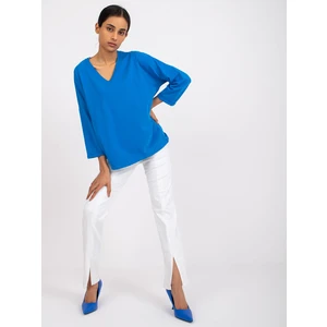 Blue blouse with lace on the back Sylvie RUE PARIS