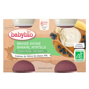 BABYBIO Brassé z ovesného mléka banán borůvka 2x130 g