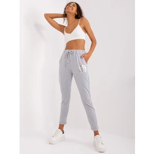 Grey melange sweatpants with ties