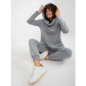 Grey basic tracksuit with asymmetrical sweatshirt