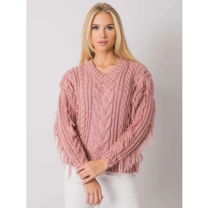 RUE PARIS Dirty pink sweater with fringes
