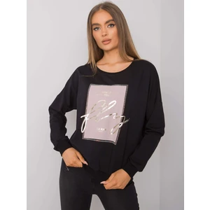 Women's black sweatshirt without a hood