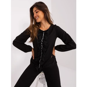 Black formal blouse with long sleeves