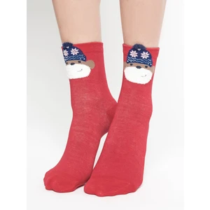 Socks with application monkey in a hat with red stars