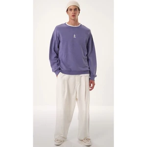 Trendyol Lilac Unisex Oversized Crew Neck 100% Cotton Washable Effect Thick Mystical Theme Sweatshirt.