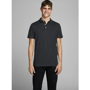 Jack&Jones Pánske polo triko JJEPAULOS 12136668 Dark Grey Melange SLIM FIT L