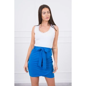 Wrap skirt tied at the waist mauve-blue