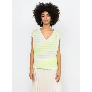 Neon Yellow Striped Loose T-Shirt CAMAIEU - Women