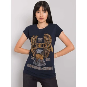 Women's dark blue t-shirt with application