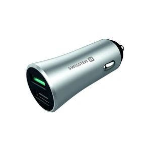 Autós töltő Swissten Qualcomm Quick Charge 3.0 támogatással, 30W, matt ezüst