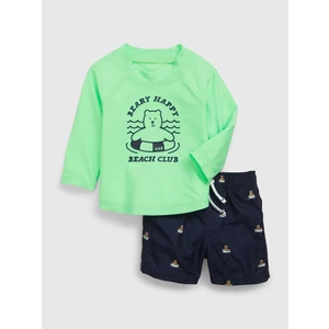 Detská súprava na kúpanie - šortky a tričko GAP zelená farba