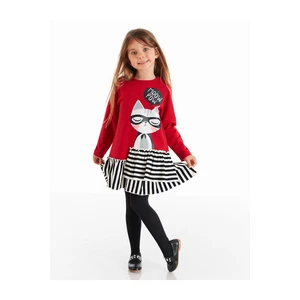 Abito da ragazza Mushi MS-20S1-054/Red, Black and White Striped