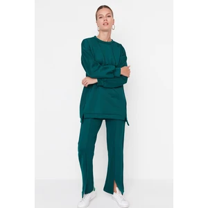 Trendyol Green Slit Detailed Scuba Tunic-Pants Knitted Top and Bottom Set