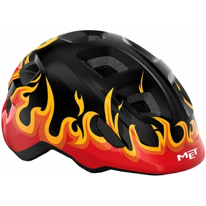 MET Hooray Black Flames/Glossy S (52-55 cm) Kinder fahrradhelm