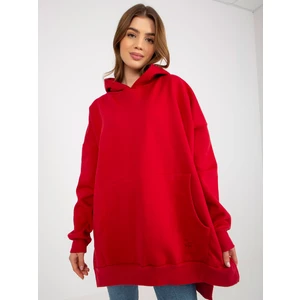 Dark red long oversize hoodie by MAYFLIES