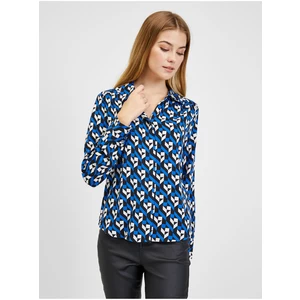 Orsay Black-Blue Ladies Patterned Blouse - Ladies