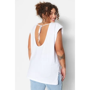 Trendyol Curve White More Sustainable Knitted Knitted Decollete, Padded T-Shirts