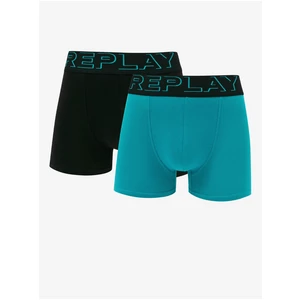 Set of two men's boxers in black and turquoise Replay - Men
