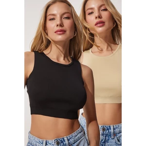 Happiness İstanbul Crew Neck Summer Crop Sweater 2-Pack Set