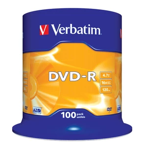 Verbatim DVD-R, Matt Silver, 43549, 4.7GB, 16x, spindle, 100-pack, bez možnosti potisku, 12cm, pro archivaci dat