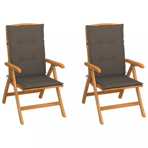 Záhradná stolička 2 ks teak / látka Dekorhome Sivohnedá taupe,Záhradná stolička 2 ks teak / látka Dekorhome Sivohnedá taupe