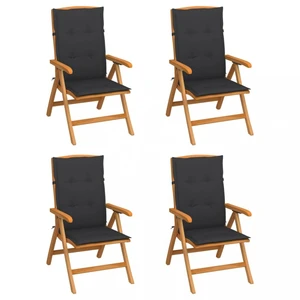 Záhradná stolička 4 ks teak / látka Dekorhome Antracit,Záhradná stolička 4 ks teak / látka Dekorhome Antracit