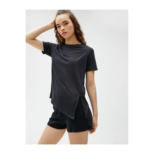 Koton Modal-Mix Sports T-Shirt with Slit Detailed.