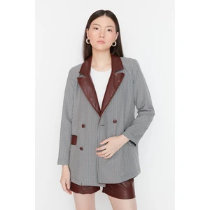 Trendyol Burgundy Double Breasted Woven Blazer Jacket