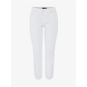 Bílé straight fit džíny Pieces Luna - Dámské
