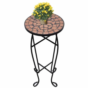 Mozaikový stolek na květiny keramika Dekorhome Cihlová,Mozaikový stolek na květiny keramika Dekorhome Cihlová