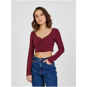 Vínový crop top TALLY WEiJL - Dámské