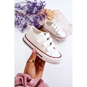 Children's Leather Sneakers With Velcro White Foster