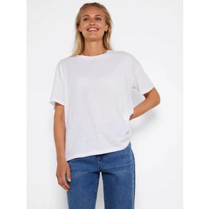 White Loose Basic T-Shirt Noisy May Mathilde - Women