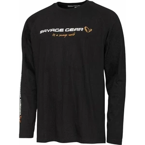 Savage gear tričko signature logo long sleeve t shirt black caviar - l